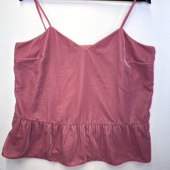 J Crew pink velvet peplum cami tank size 14 tall fully lined feminine elegant - Picture 1 of 10